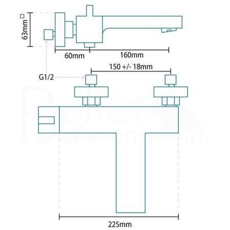 Euphoria Wall Mounted Bath Shower Mixer- NO RAIL KIT
