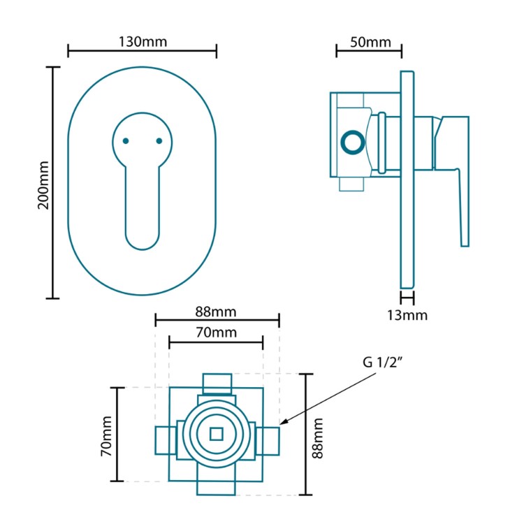 Nuovo Premium Concealed Shower Mixer No Rail Kit