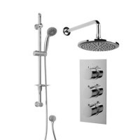 Rina Slide Shower Rail Kit with EcoS9 Triple Valve 200mm Head Wall Outlet  Filler & Overflow