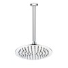 250mm Chrome Ultra Slim Round Rainfall Shower Head with Ceiling Arm