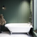 BUN/BeBa_16151/77588 Freestanding Single Ended Shower Bath with Chrome Feet & Bath Screen 1670 x 740mm - Park Royal
