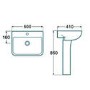 Grade A1 - Rectangular Pedestal Basin 500mm - Voss