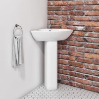 GRADE A1 - Corner Cloakroom Pedestal Basin 450mm - Austin