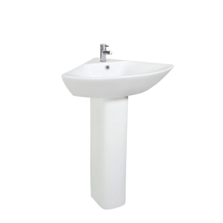 GRADE A1 - Corner Cloakroom Pedestal Basin 450mm - Austin