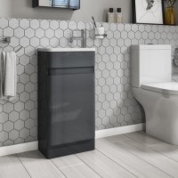 GRADE A1 - 410mm Dark Grey Cloakroom Vanity Unit with Basin - Portland
