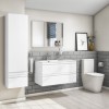 GRADE A1 - 900mm Wall Hung 2 Drawer Vanity Unit with Basin White - Boston