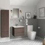 Grade A1 - 600mm Dark Wood Effect Wall Hung Vanity Unit with Basin - Boston