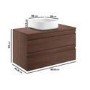 Grade A1 - 900mm Dark Wood Effect Wall Hung Countertop Vanity Unit with Basin - Boston