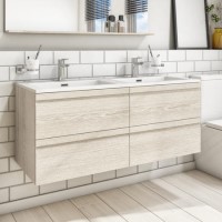 GRADE A1 - 1200mm Light Oak Wall Hung Vanity Unit with Basin - Boston