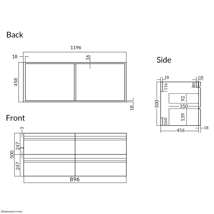 GRADE A1 - 1200mm Light Oak Wall Hung Vanity Unit with Basin - Boston