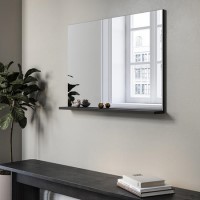Rectangular Dark Oak Mirror With Shelf 65 x 90cm - Boston Rectangular Dark Oak Mirror With Shelf 65 x 90cm - Boston