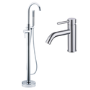 Grade A1 - Chrome Freestanding Bath Shower Mixer and Basin Tap Set - Arissa