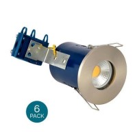 Fixed Fire Rated IP65 Satin Chrome Spotlight - No Bulb - 6 Pack Fixed Fire Rated IP65 Satin Chrome Spotlight - No Bulb - 6 Pack