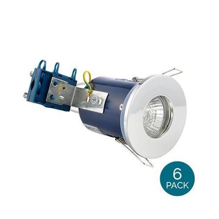 Fixed Fire Rated IP65 Chrome Spotlight Warm White / Cool White Bulbs-No Bulb-6 Pack