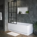BUN/A1/BeBa_24809/91530 ONLY OPENED - Rutland Single Ended Square Bath with Front Panel & Black Grid Screen - Left Hand 1700 x 700