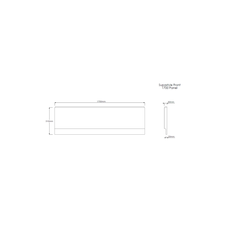 ONLY OPENED - Rutland Single Ended Square Bath with Front Panel & Black Grid Screen - Left Hand 1700 x 700