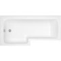 ONLY OPENED - L Shape Shower Bath Left Hand with Front Panel & Black Bath Screen with Towel Rail 1700 x 850mm - Lomax