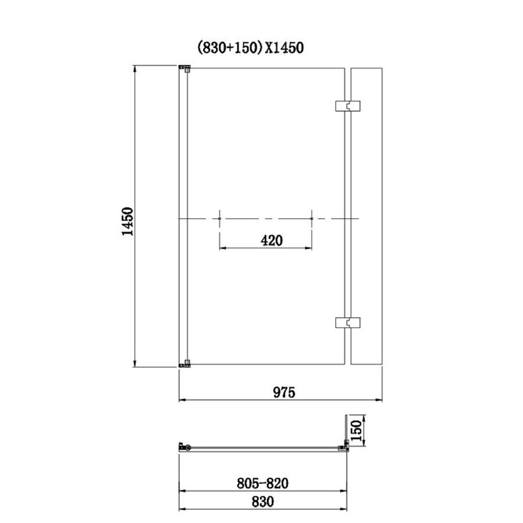 ONLY OPENED - L Shape Shower Bath Left Hand with Front Panel & Black Bath Screen with Towel Rail 1700 x 850mm - Lomax