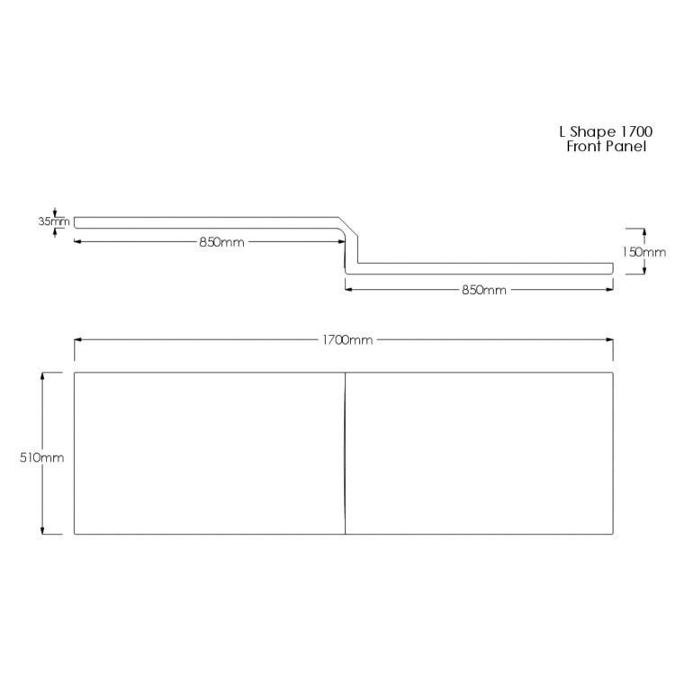 ONLY OPENED - L Shape Shower Bath Left Hand with Front Panel & Black Bath Screen with Towel Rail 1700 x 850mm - Lomax