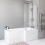 GRADE A1 - Pluto L Shape Chrome Bath Screen 1450mm