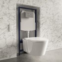BUN/BeBa_24911/78137 Wall Hung Smart Bidet Japanese Toilet & Frame Cistern and Chrome Flush Plate - Purificare