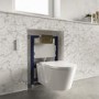 Wall Hung Smart Bidet Japanese Toilet & 820mm Frame Cistern and Brass Pneumatic Flush Plate - Purificare