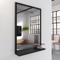 Rectangular Black Mirror with Shelf - 50 x 70cm - Iona Rectangular Black Mirror with Shelf - 50 x 70cm - Iona
