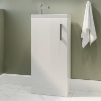 ALMOST PERFECT - 400mm White Cloakroom Freestanding Vanity Unit with Basin and Chrome Handle - Ashford