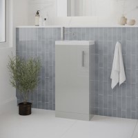 400mm Grey Freestanding Cloakroom Vanity Unit with Basin and Chrome Handle - Ashford