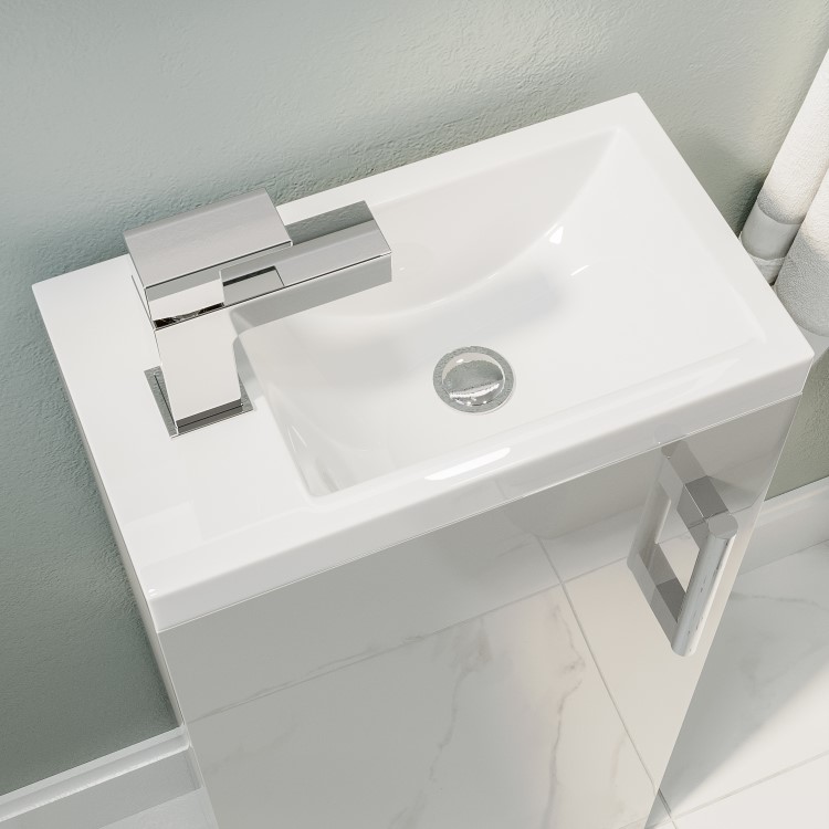 400mm Grey Freestanding Cloakroom Vanity Unit with Basin and Chrome Handle - Ashford