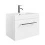 600mm White Wall Hung Vanity Unit with Basin and Chrome Handle - Ashford