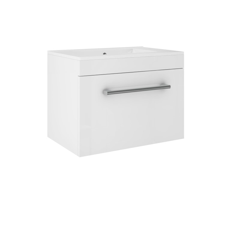 ALMOST PERFECT - 600 mm White Wall Hung Vanity Unit with Basin and Chrome Handles - Ashford