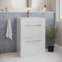 600mm White Freestanding Vanity Unit with Basin, Chrome Handles and Drawers - Ashford