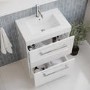 600mm White Freestanding Vanity Unit with Basin, Chrome Handles and Drawers - Ashford