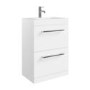 600mm White Freestanding Vanity Unit with Basin, Chrome Handles and Drawers - Ashford