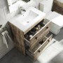 Grade A1 - 600mm Wood Effect Freestanding Vanity Unit with Basin and 2 Drawers - Ashford