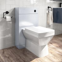 500mm White Back to Wall Toilet Unit with Cistern and Black Fittings  - Ashford