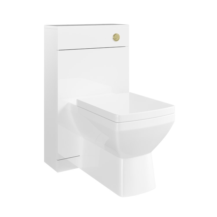 500mm White Back to Wall Toilet Unit with Cistern and Brass Fittings - Ashford