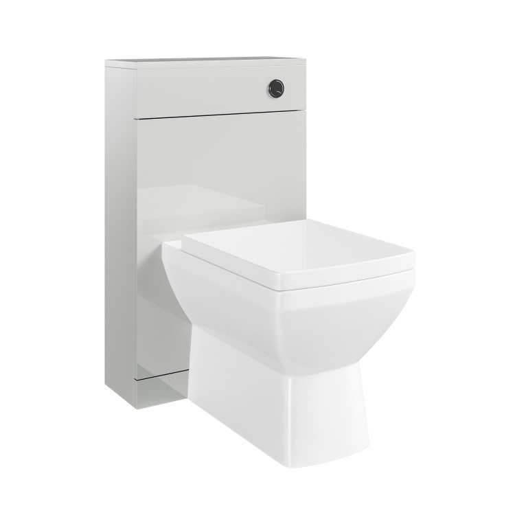 500mm Grey Back to Wall Toilet Unit with Cistern and Chrome Fittings - Ashford