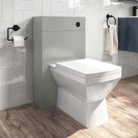 500mm Grey Back to Wall Toilet Unit with Cistern and Black Fittings - Ashford