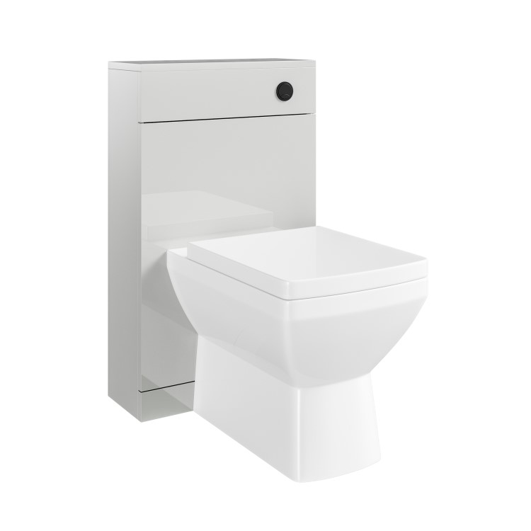 500mm Grey Back to Wall Toilet Unit with Cistern and Black Fittings - Ashford