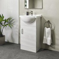 455mm White Freestanding Cloakroom Vanity Unit with Basin - Classic
