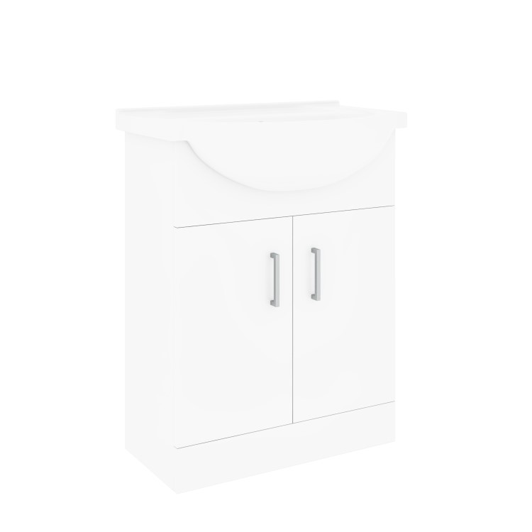 Grade A1 - 650mm White Freestanding Vanity Unit with Basin - Classic