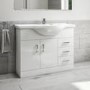 Grade A1 - 1075mm White Freestanding Vanity Unit with Basin - Classic