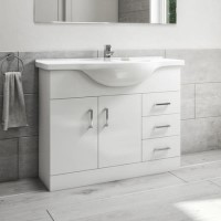 Grade A1 - 1075mm White Freestanding Vanity Unit with Basin - Classic