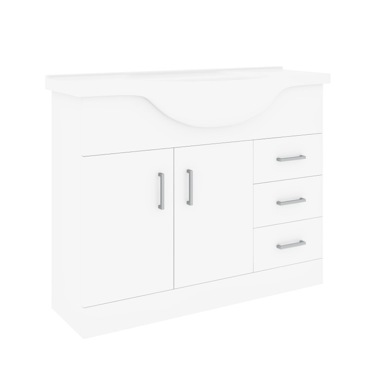 Grade A1 - 1075mm White Freestanding Vanity Unit with Basin - Classic