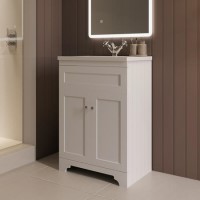 600mm White Freestanding Vanity Unit with Basin - Baxenden