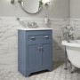 Grade A1 - 600mm Blue Freestanding Vanity Unit with Basin - Baxenden