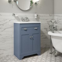 Grade A1 - 600mm Blue Freestanding Vanity Unit with Basin - Baxenden
