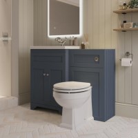 1100mm Blue Toilet and Sink Unit with Traditional Toilet - Baxenden